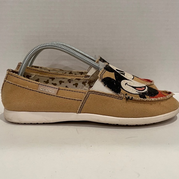 Crocs Disney Mickey Mouse Women’s Tan Canvas Slip On Shoes Loafers Shoes Size 10 - Picture 3 of 15